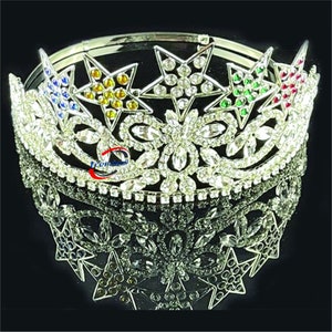 Freemason Masonic 5-Star Beautiful Rhinestones OES Silver Tone Adjustable Crown