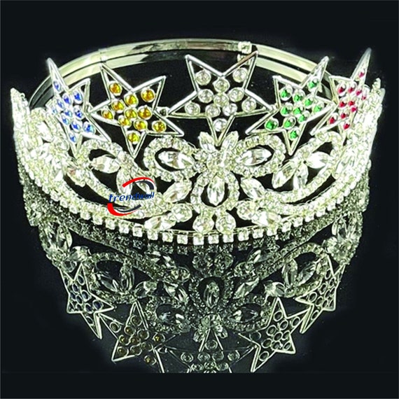 Freemason Masonic 5-star Beautiful Rhinestones OES Silver  display picture 1