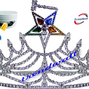 Couronne en étoile de l&#39;ordre de l&#39;Est, franc-maçon maçonnique OES couronne argentée avec strass Beau style