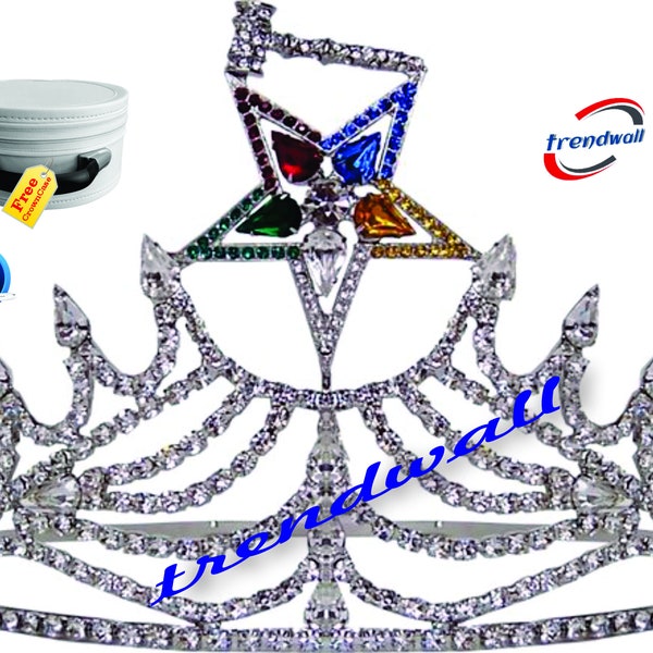 Order Of Eastern Star Crown, Masonic Freemason OES Crown in Silver tone with Rhinestone Beautiful style