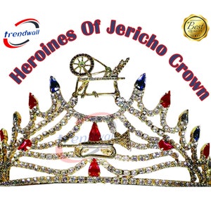Heroines of Jericho Crown In Gold Tone Decorated with Rhinestone Adjustable Fitting, Masonic HOJ Crown