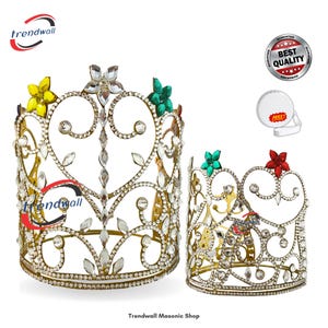 OES 5-Stars Biggest Size Crown Gold/Silver Tone Adjustable Fitting Taller Style Beautiful Masonic Regalia Crown