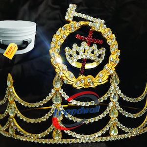 Masonic Knight Templar Crown in Gold tone with Rhinestone Beautiful Style Adjustable Fitting, Freemason Lady Knight Templar Crown