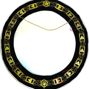 33RD Grad Freimaurer Scottish Rite Gold Kettenkragen Schwarz Samt Unterstützung Volle Runde Kreis Form Einzigartigen Stil