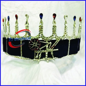 HOJ Crown silver Tone purple Ribbon 12pointes, Masonic Freemason Heroines of Jericho Crown