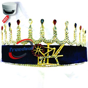 Heroines Of Jericho Crown Gold Tone purple Ribbon 12pointes, Masonic Freemason HOJ Crown