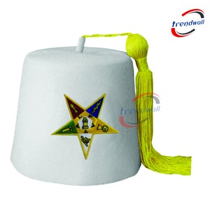 Masonic OES Fez Plain Embroidered white Color Best Quality Fabric