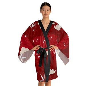 Classy Red Balloon Asian Long Sleeve Kimono Robe (AOP)