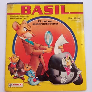 Mooi album met stickers, ruilkaarten of kaarten, COMPLEET, van Basil uit Disney, uit 1986 Panini.