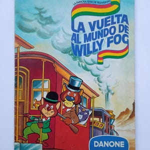 Spectaculair album met stickers, ruilkaarten of kaarten, COMPLEET, van AROUND THE WORLD in 80 days van Willy Fog, van Danone uit 1983.