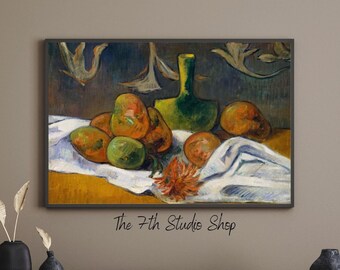 Vintage Kitchen Still Life Painting | Vintage Kitchen Wall Art | Fruit Oil Painting | Digital Download | Printable Wall Art