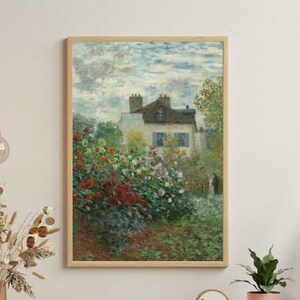 Rose Garden Vintage Painting | Vintage Cottage Garden Painting | Cottage Art Wall Décor | Digital Download |Printable Art |Vertical Wall art