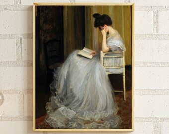 Elegant Woman Reading Portrait | Reading Wall Art | Art Printable | Wall Décor | Antique Art | Digital Prints | Printable