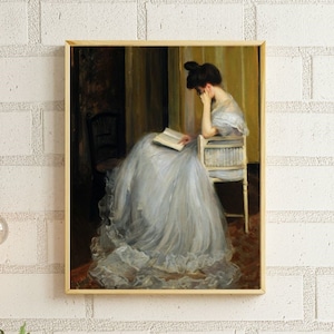 Elegant Woman Reading Portrait | Reading Wall Art | Art Printable | Wall Décor | Antique Art | Digital Prints | Printable