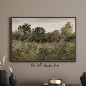 Vintage Cottage Landscape Painting | Summer Farmhouse Wall Décor | Digital Download | Printable Art | L-935