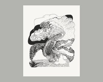 Signed Fine Art Giclée Print, Abstract Drawing, Canadian Artist Lance Olsen, Grandpa's Pipe