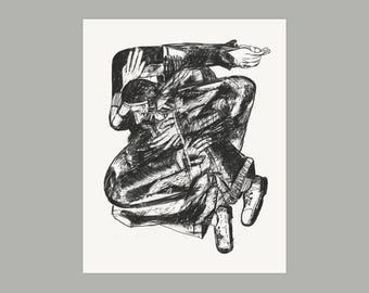 Signed Fine Art Giclée Print, Abstract Figure Drawing, Canadian Artist Lance Olsen, Tango