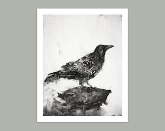 Art Print Giclée Crow artwork, original signed, 8x10, contemporary Canadian artist, Corvus 4