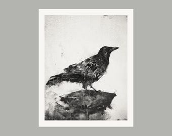 Signed Fine Art Giclée Print, Minimalist Crow, Canadian Artist Jamie Drouin, Corvus 4