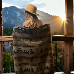 Gorgeous soft wool Aztec Southwestern Style Throw Blanket, Multiple Colors and Patterns, Classic Bohemian Soft Throw Blankets