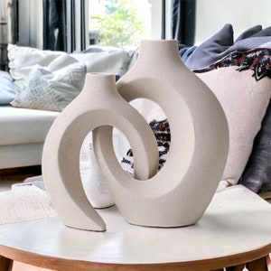 Nordic Modern Couples Vase, Natural Unglazed Ceramic Art Vase Set