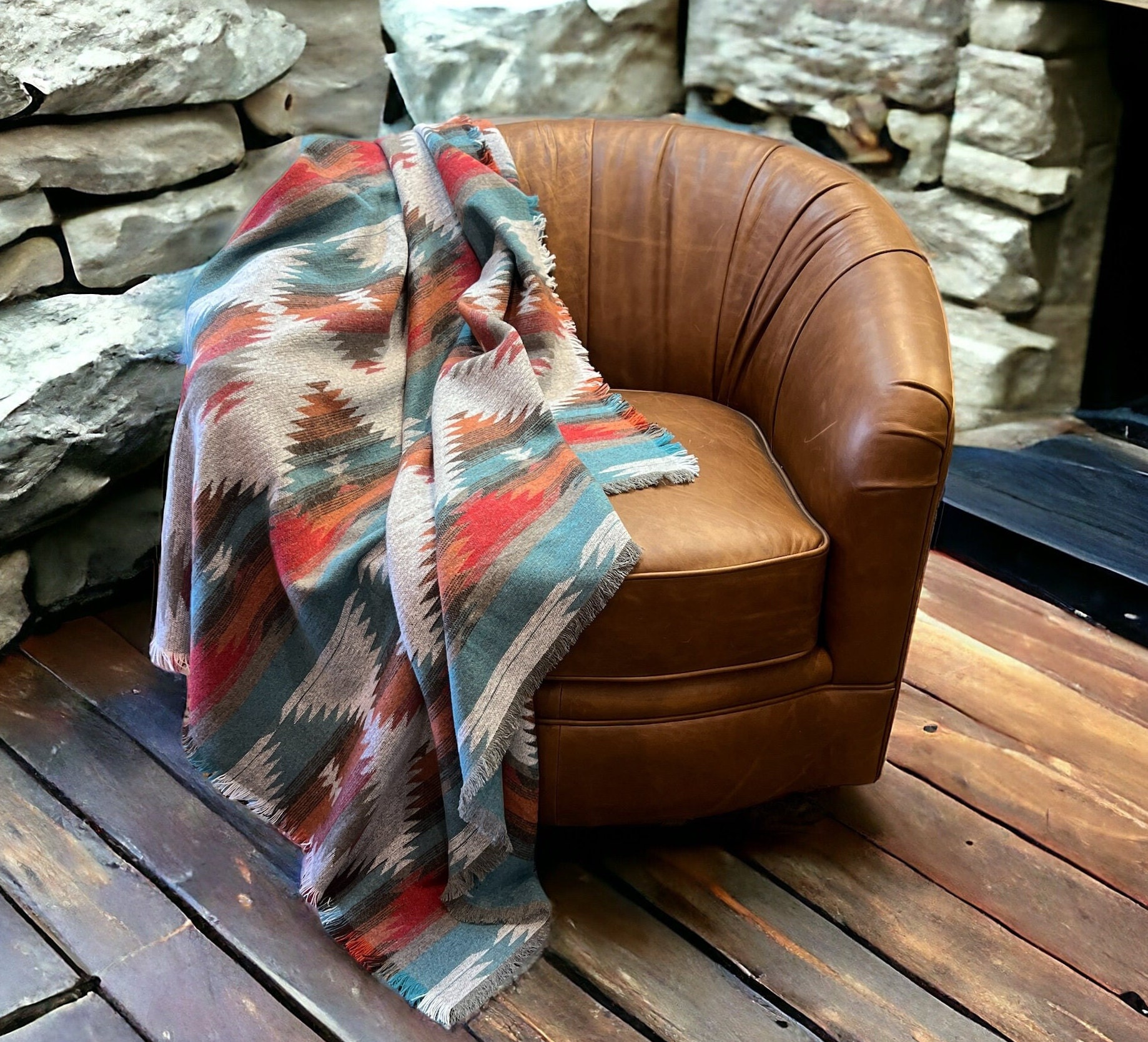 Gorgeous Soft Wool Aztec Southwestern Style Throw Blanket, Multiple ...