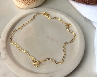 Vermeil minimalistische 925 sterling zilveren 18k vergulde paperclip-schakelketting