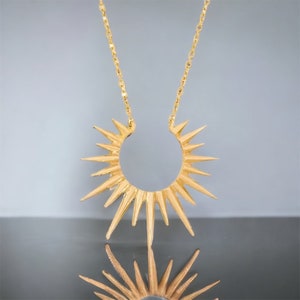 Vermeil minimalist 925 sterling silver 18k gold plated sunburst necklace