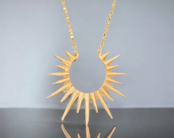 Vermeil minimalistische 925 sterlingzilveren 18k vergulde zonnestraalketting
