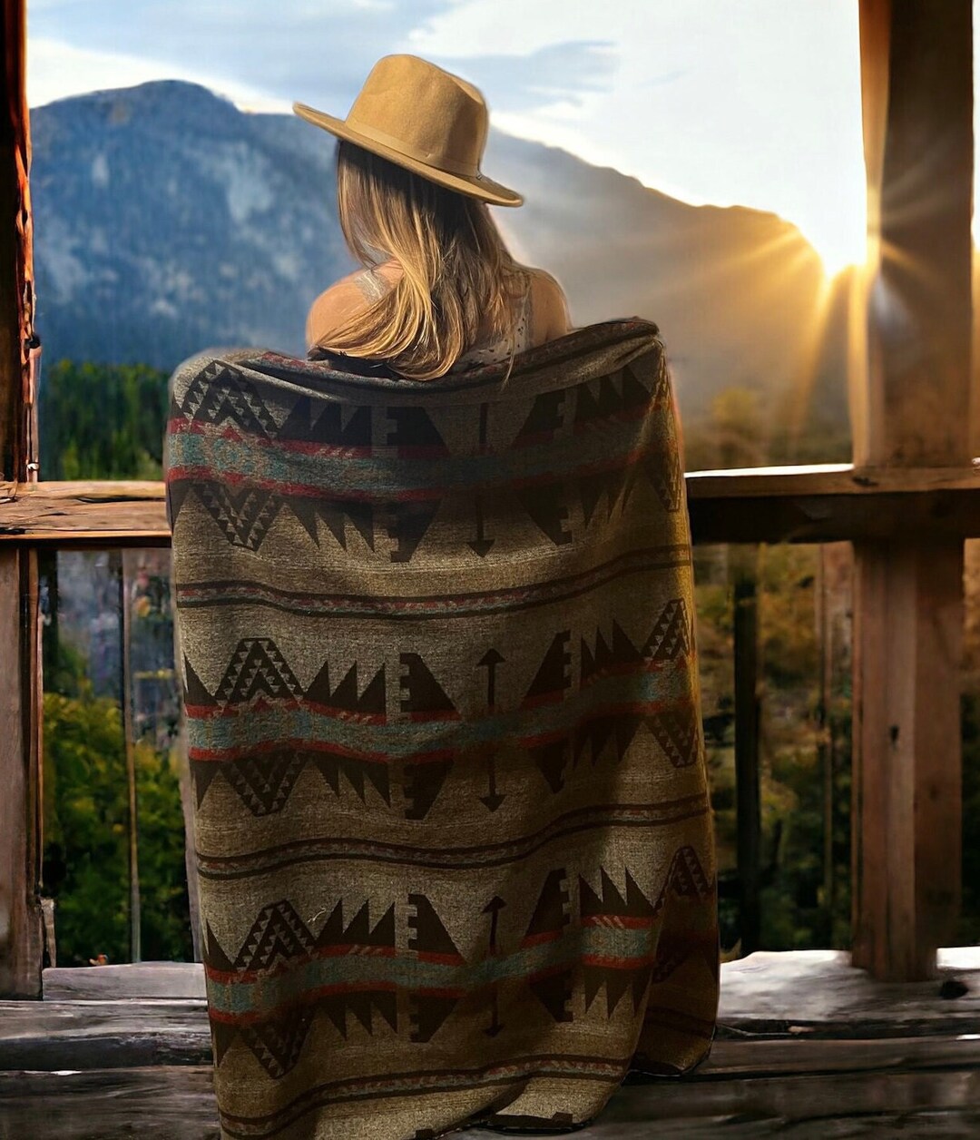 Gorgeous Soft Wool Aztec Southwestern Style Throw Blanket, Multiple ...