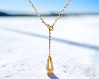 Vermeil minimalistische 925 sterling zilveren 18k gouden druppelvormige ketting 16&quot; plus 2&quot; verlengstuk