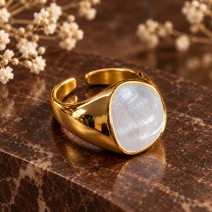 Women 925 Sterling Silver New Design Shell Finger Rings Adjustable Size Irregular Shape Jewelry 18k Gold Plated