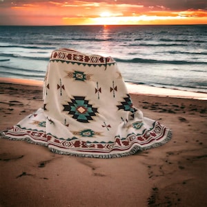 Bohemian Aztec Southwestern high quality cotton woven tapestry, picnic blanket, camping blanket, throw blanket