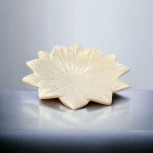 White Marble Floral-Shaped Urli/ Lotus Bowl