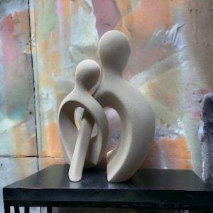 Heart Shaped Love Embrace Sculpture Ceramic Art Set