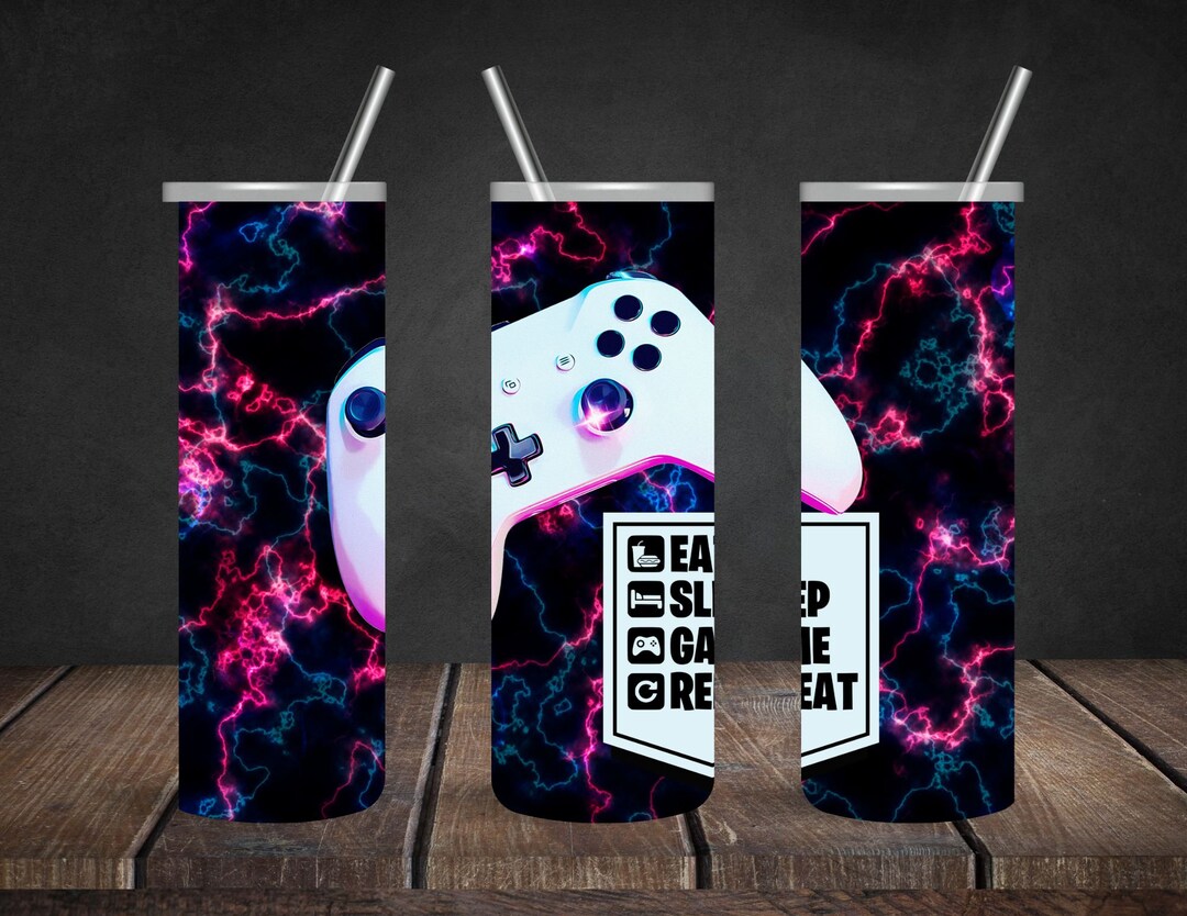 Gamer Tumbler, Eat Sleep Game Repeat Personalized With Gamer Tag