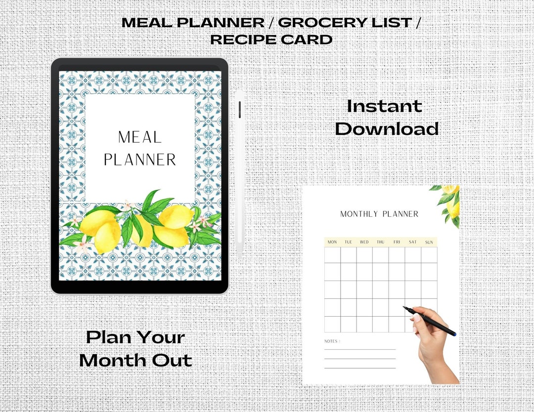 Meal Planner, Printable, Food Journal, Weekly Food Diary, Menu Plan ...