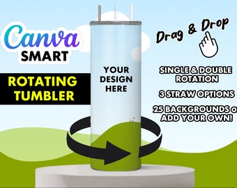 Animated Tumbler Canva Preset Mock Up Template - Add Your Own Background - Edit in CANVA - Rotating Tumbler Design - Rotating Canva Template