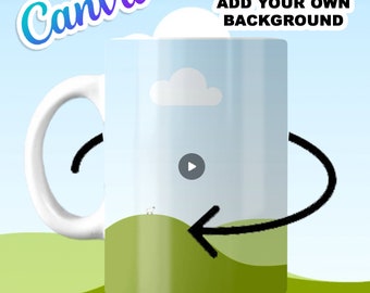 Rotating 11oz an 15oz Mug Canva Template 180 Degree Rotation |  Add Your Own BACKGROUND - EASY Edit in CANVA - 7 Second Video