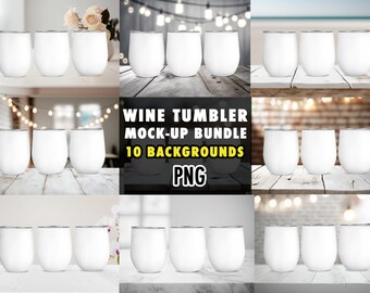 Fichier PNG de 10 maquettes de gobelets à vin - à modifier avec CANVA, Photoshop et plus encore - TRANSPARENT | Gobelet maquette 10 arrière-plans