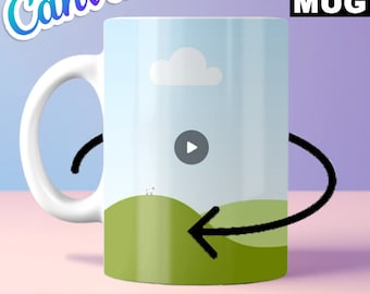 Rotating 11oz an 15oz Mug Canva Template 180 Degree Rotation |  EASY Edit in CANVA - 7 Second Video