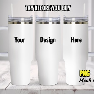 40z Tumbler Mock Up PNG Transparent File - Edit in CANVA, Photoshop, and More | 40oz Tumbler with Handle Mock Up