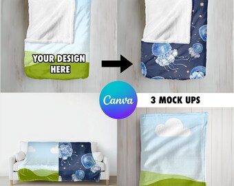 Fleece Blanket Canva MOCK UP - Edit In CANVA | Easy To Use