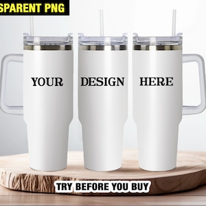 40z Tumbler Mock Up PNG Transparent File - Edit in CANVA, Photoshop, and More | 40oz Tumbler with Handle Mock Up
