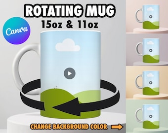 Rotating 11oz an 15oz Mug Canva Template 180 Degree Rotation - Change Background Color | Edit in CANVA - 7 Second Video