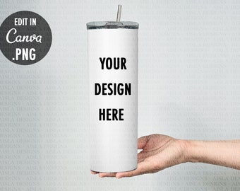 20z Tumbler Straight Holding with Hand Mock Up PNG File - Edit in CANVA, Photoshop, and More | Tumbler Mock Up, Mock