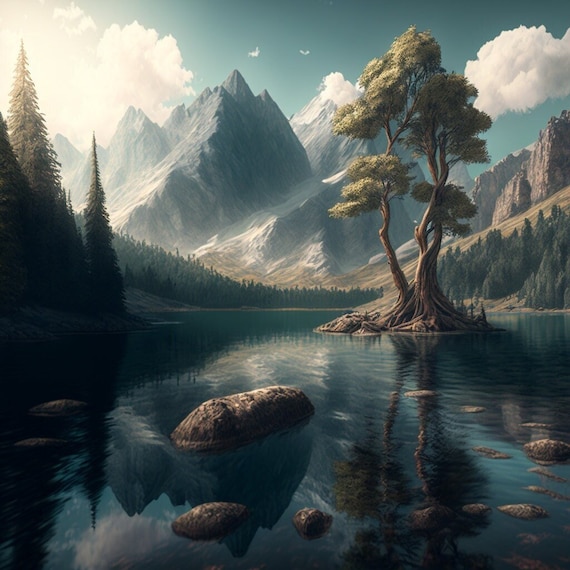 絵画 Mountain Landscape 24 Watercolor Landscape With Mountains Clipart, Transparent