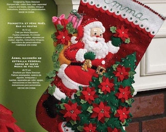 Bucilla Christmas Stocking - Santa Poinsettia