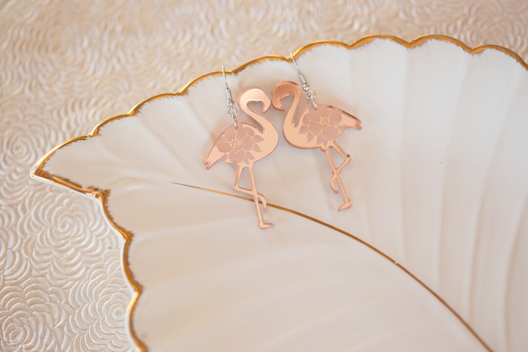 Flamingo Earrings For Women - Pink Acrylic Dangle Bird Earrings For Summer & Tropical Parties - View #5