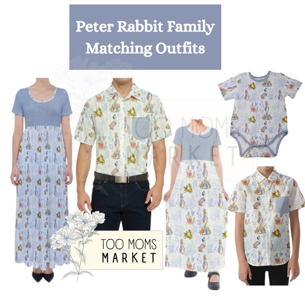 Peter Rabbit Family Matching Outfits | Mommy and Me | Sibling | Onesie | Sister | Brother | Easter Dresses | Collared Shirts | Bunny | Daddy